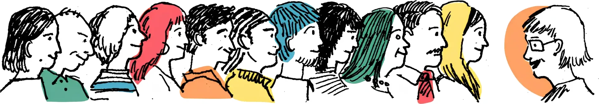 Illustrazione di tanti genitori diversi, uno accanto all'altro